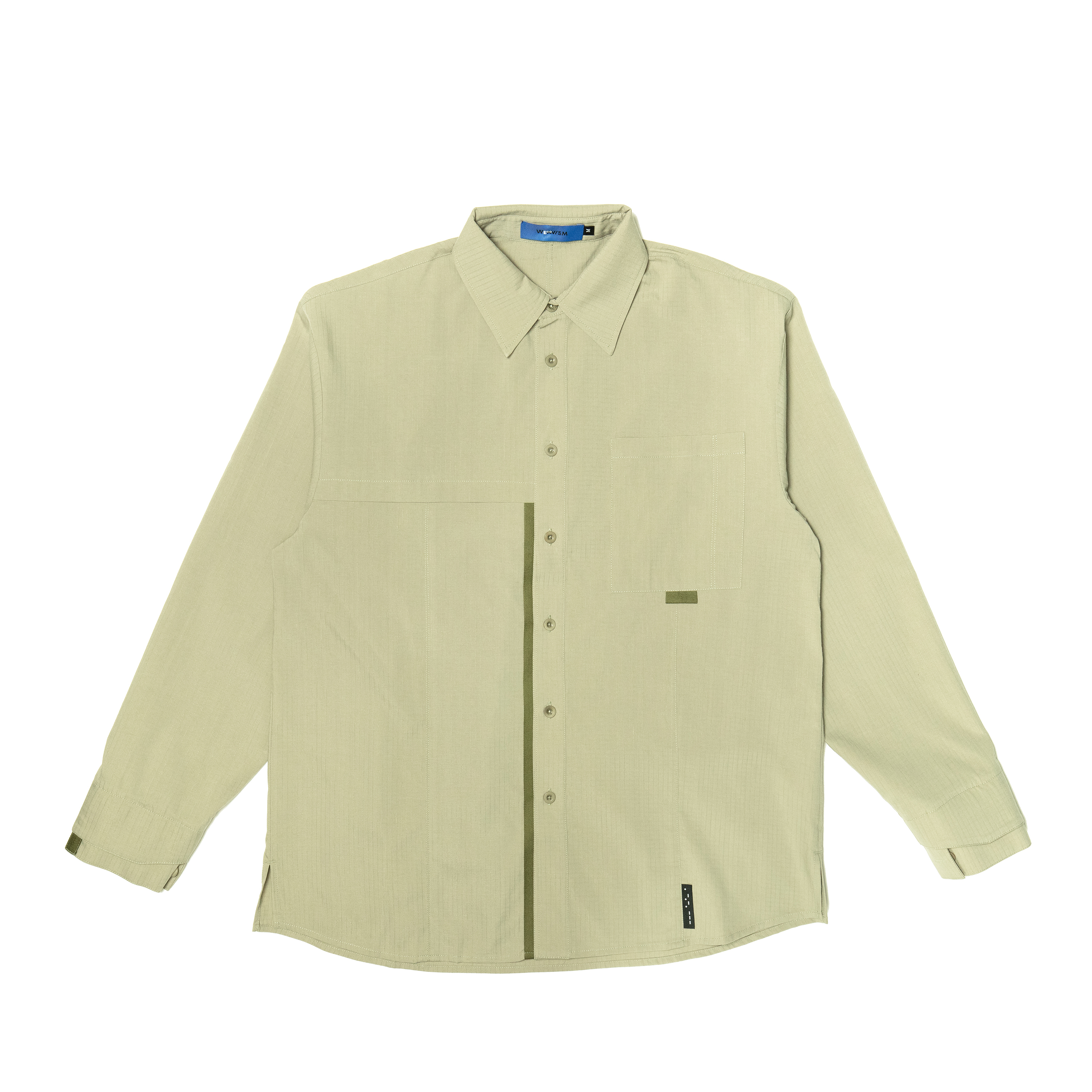 前口袋格紋襯衫- 卡其