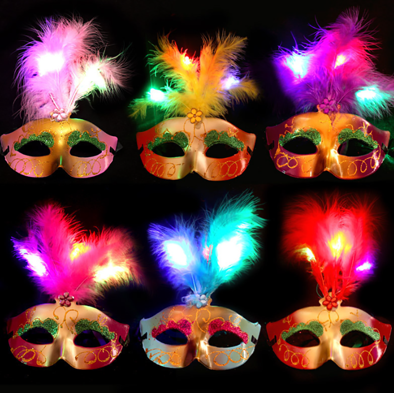 萬聖節發光羽毛面具 K6593