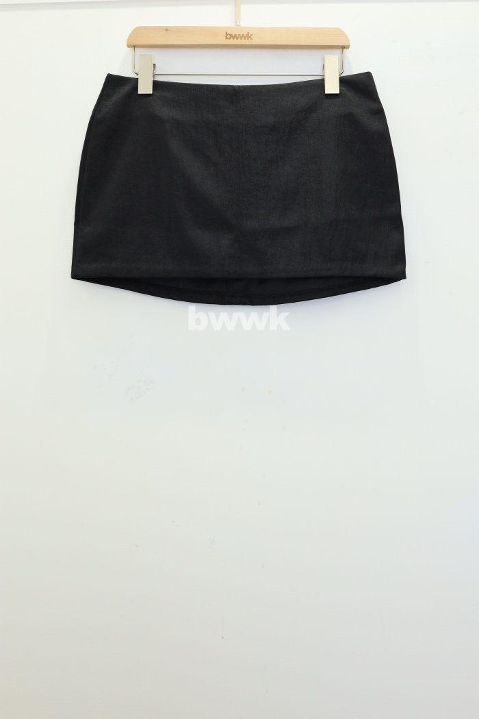 黑 緞面迷你短裙