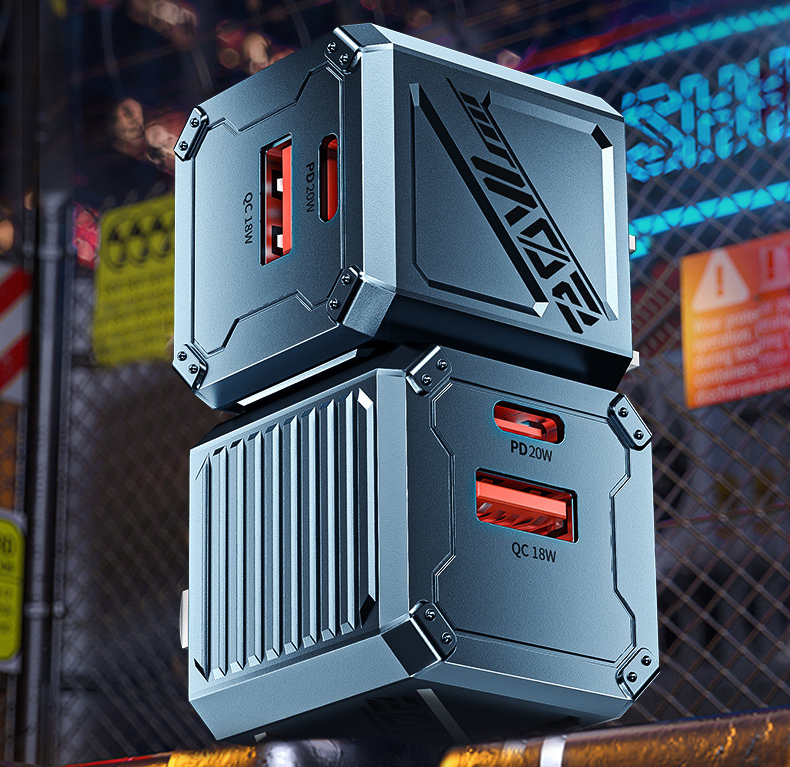 機械雙孔充電器【PD20W+QC18W雙孔快充】A+C20W