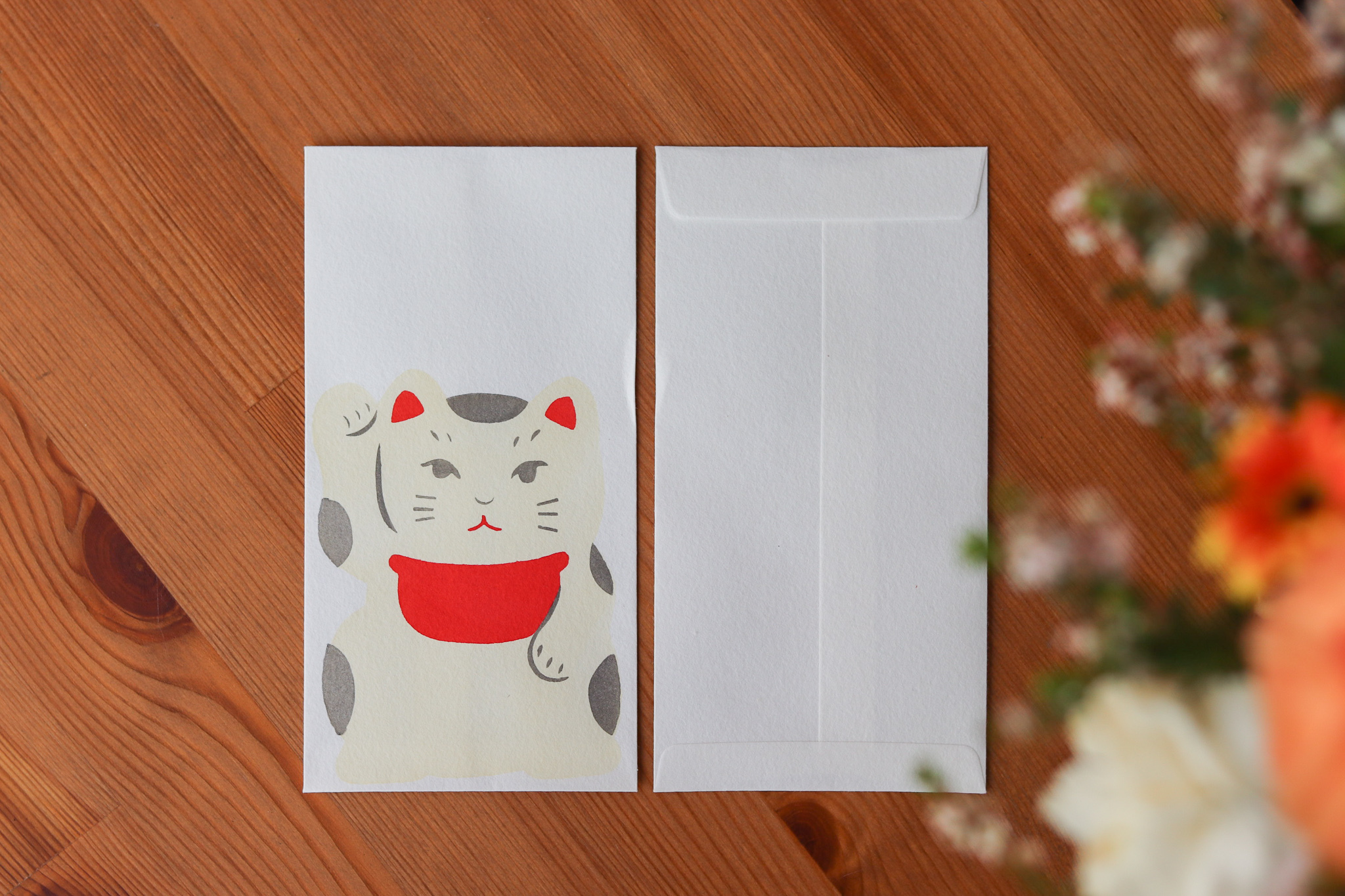 日本京都 羅工房 手摺り金封 招財貓 紅包袋