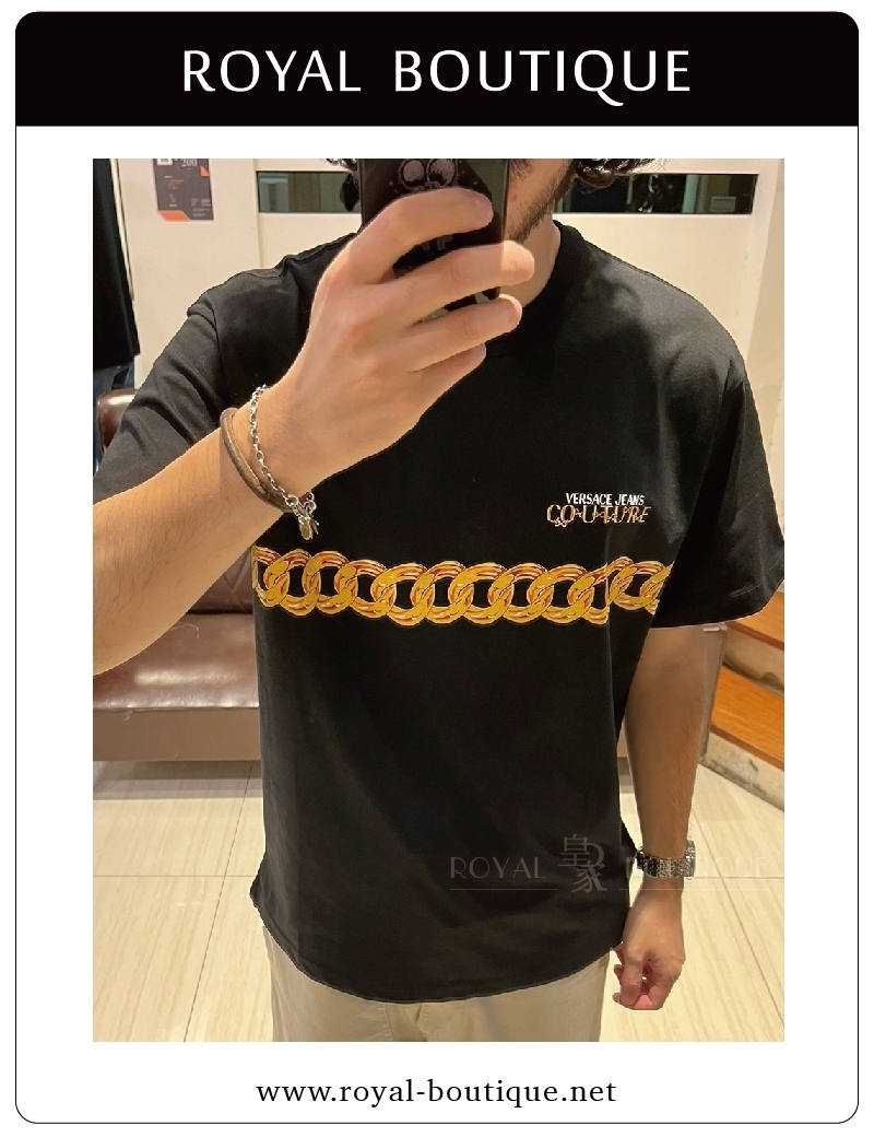 VERSACE  凡賽斯胸前鎖鏈印花短T
