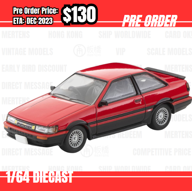 PO-$130 * Tomytec * 1:64 LV-N304a Corolla Levin 2-door GT-APEX 1985 Red/Black  [13/07]