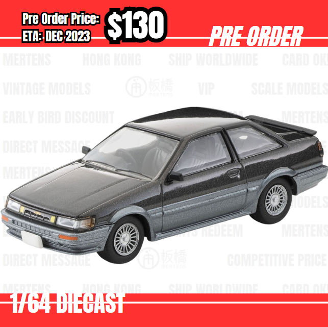 PO-$130 * Tomytec * 1:64 LV-N304b Corolla Levin 2-door GT-APEX 1985 Black/Grey  [13/07]