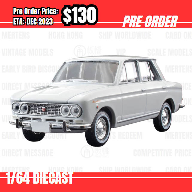 PO-$130 * Tomytec * 1:64 LV-205a Datsun Bluebird 4-doors 1600SSS White 1965  [13/07]