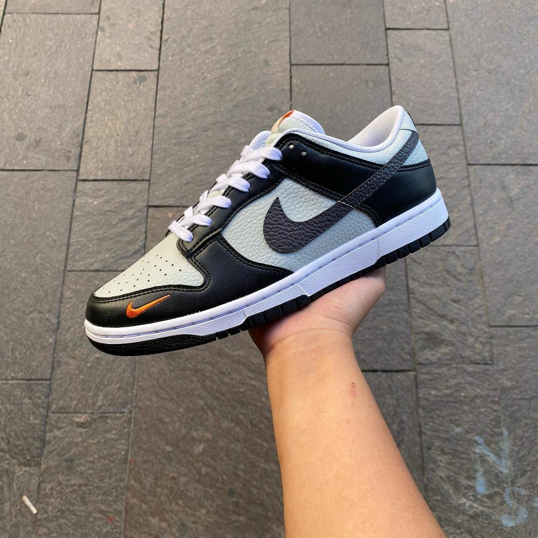 NIKE DUNK LOW 黑灰 橘 刺繡 小勾 男鞋 / 預購