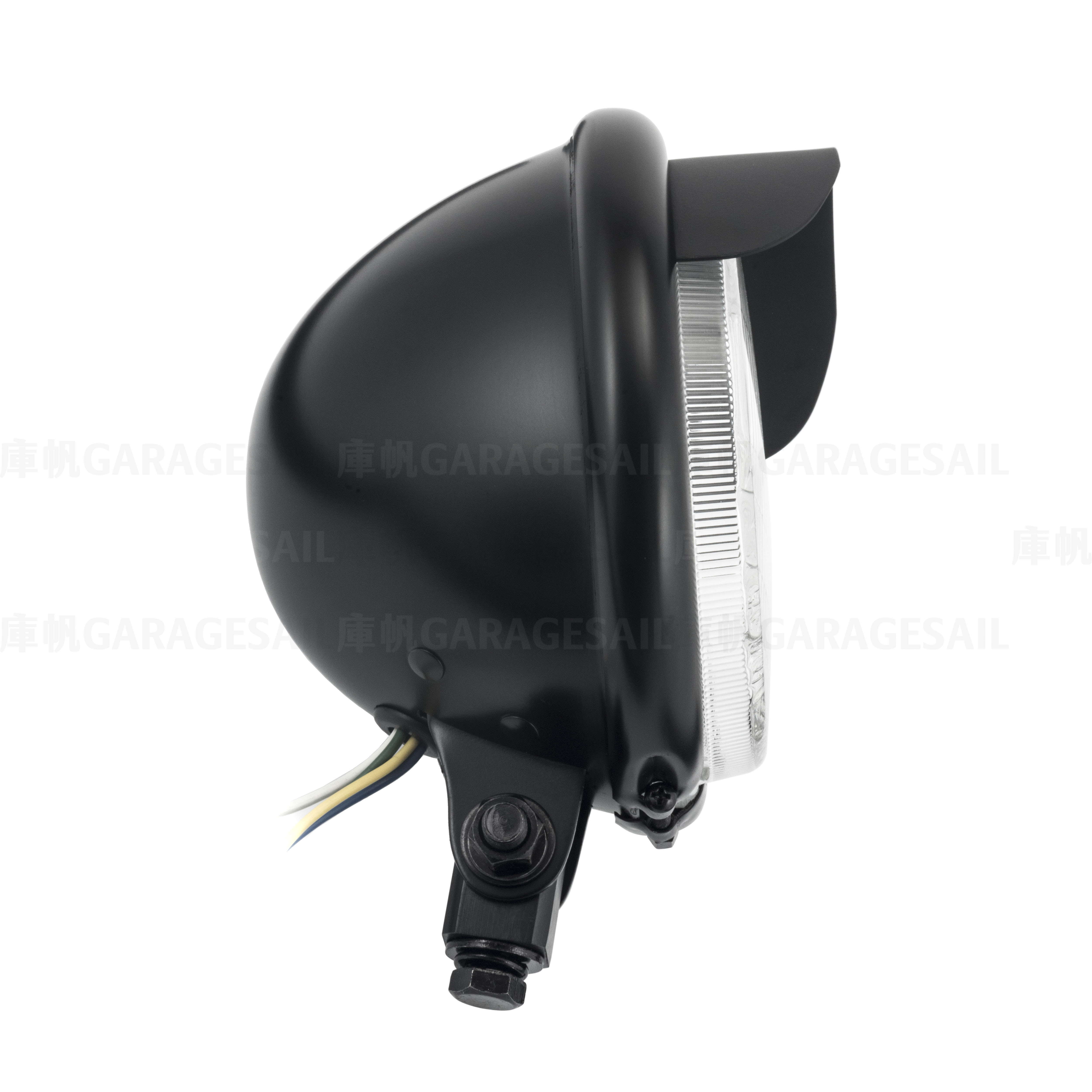 5.75吋圓 下鎖式 燈簷大燈 凸殼(美規)  消光黑