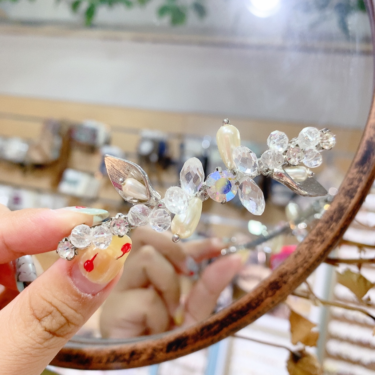 珍珠晶石幼身長髮夾