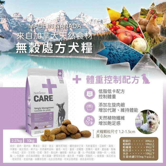 Nutrience CARE Weight Management for Dogs 5lb