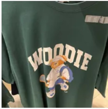 [S] SPAO SPRPD24C02-RE WOODY GRAPHIC SHORT SLEEVE T-SHIRT,HUNTER, SPRPD37C02-00 (SSP14)