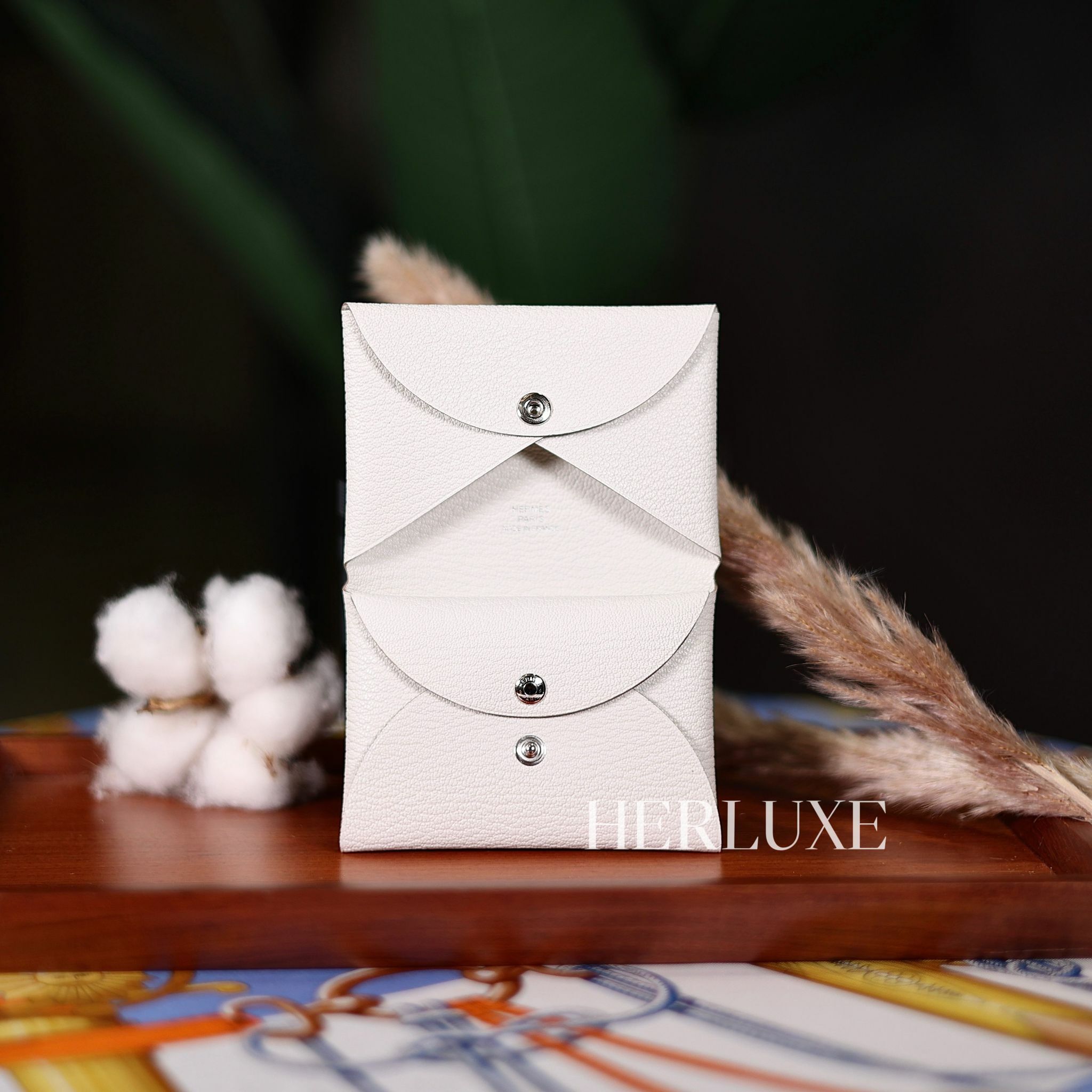 Calvi duo card holder 10 craie chevre