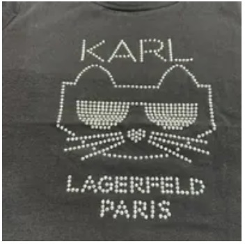 [S] KARL LAGERFELD SEQUIN CHOUPETTE TEE,BLACK, L2WHD091-BLK (SKL669)