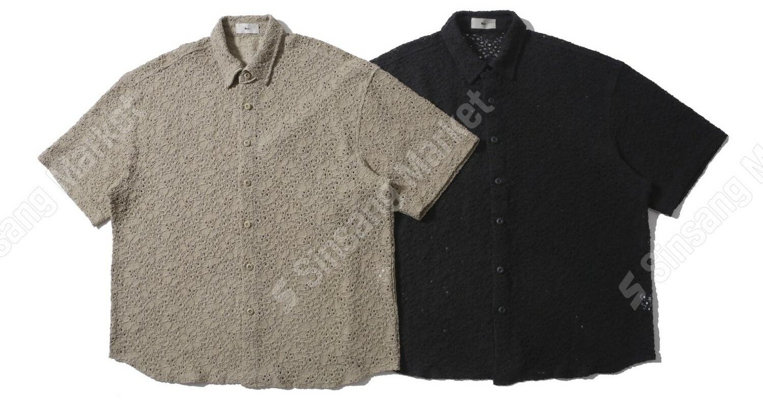 深色蕾絲短袖襯衫