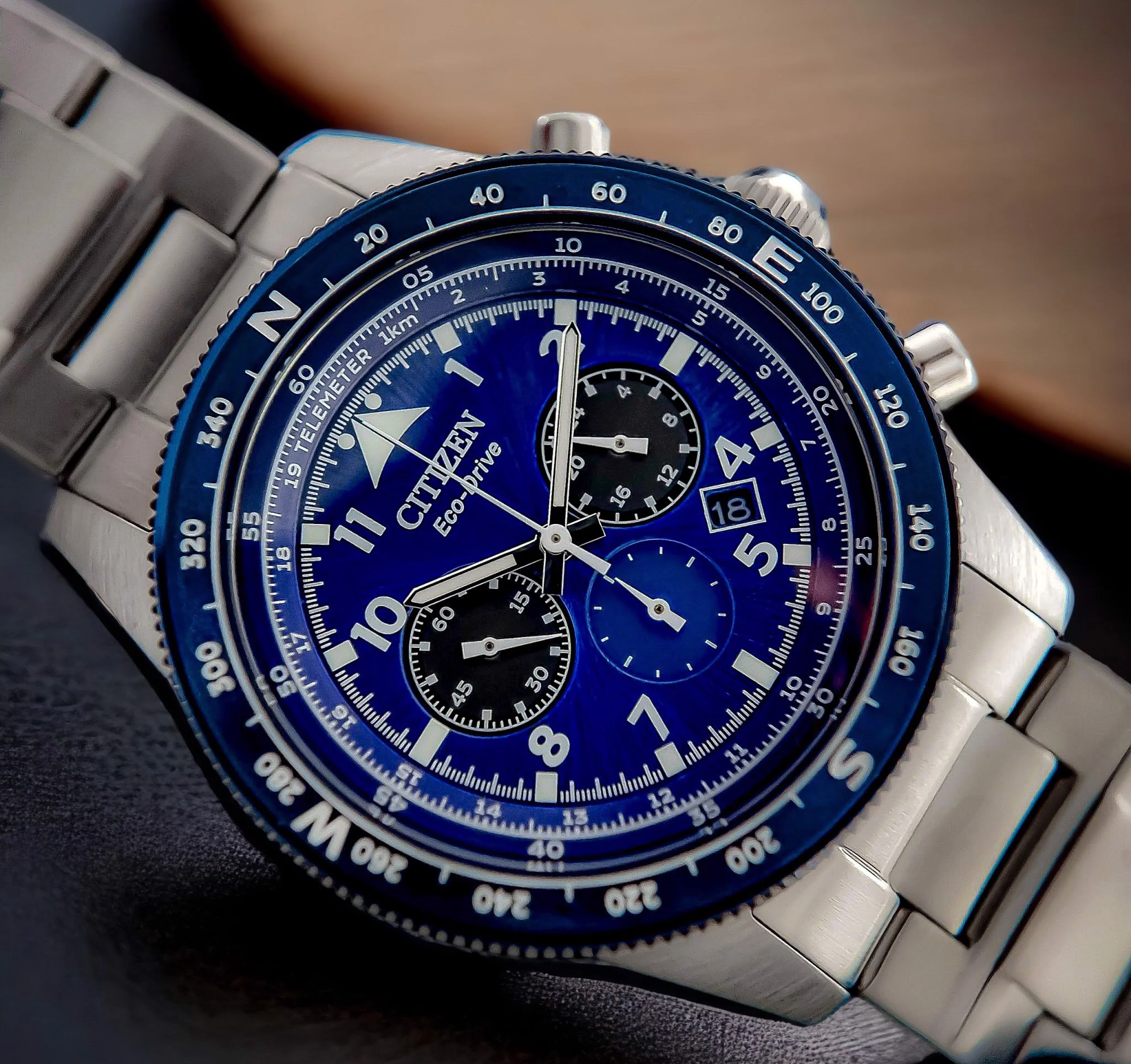 萬年鐘錶 - Citizen 星辰錶  光動能航空計時男錶  CA4554-84L 錶徑43MM