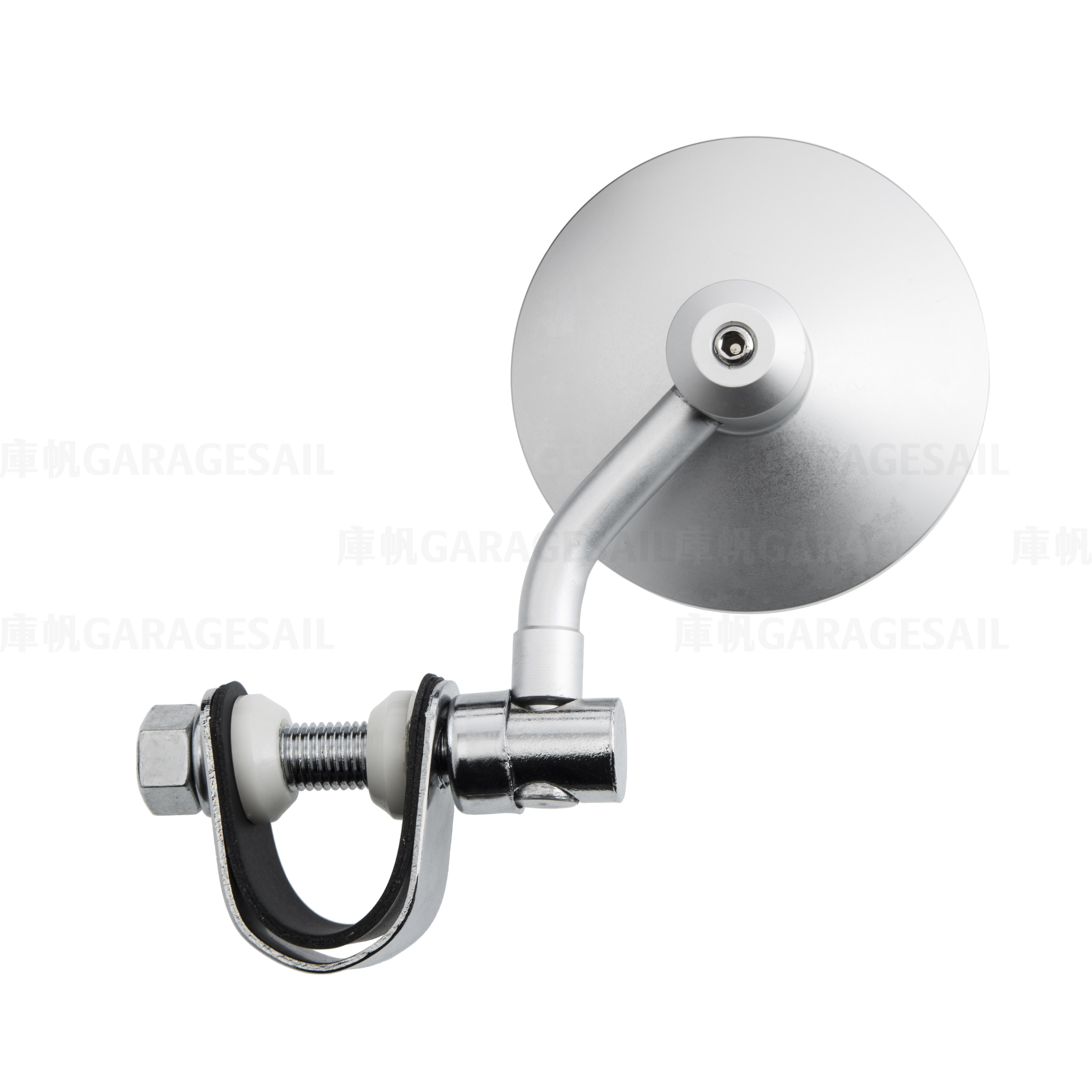 超短彎桿 夾式 後照鏡 3吋圓 - 銀