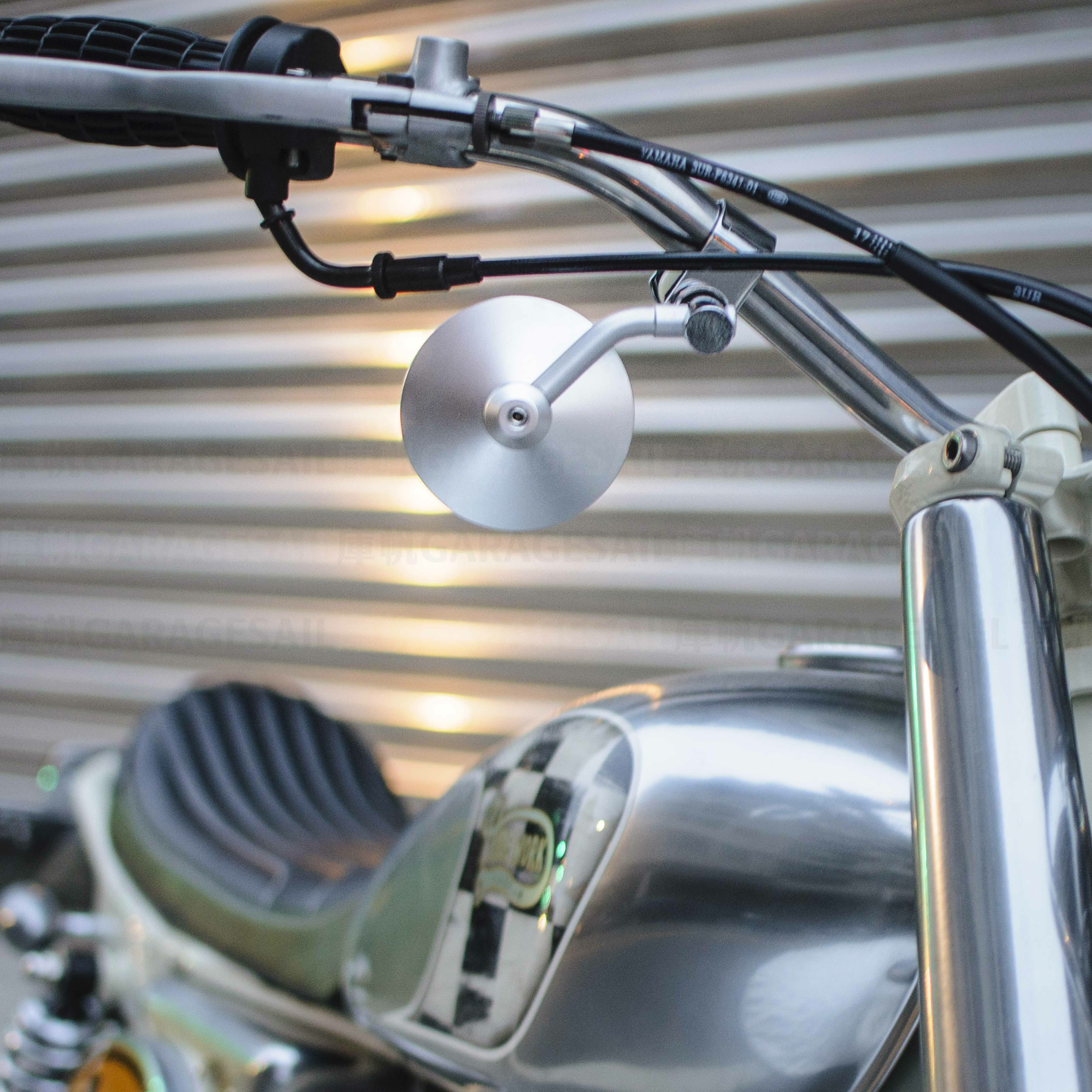 超短彎桿 夾式 後照鏡 3吋圓 - 銀