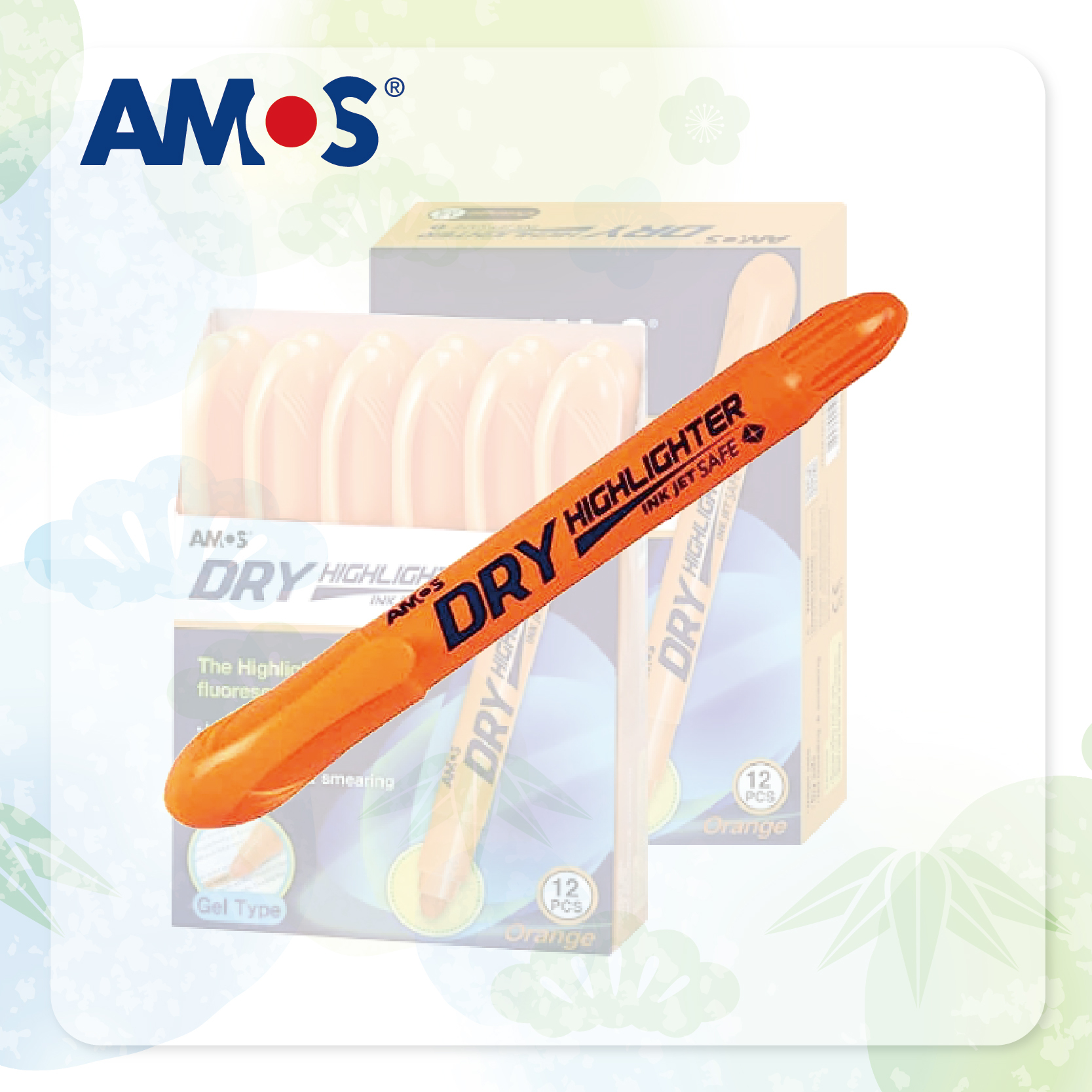 AMOS 乾性系列螢光筆 (橙色)
