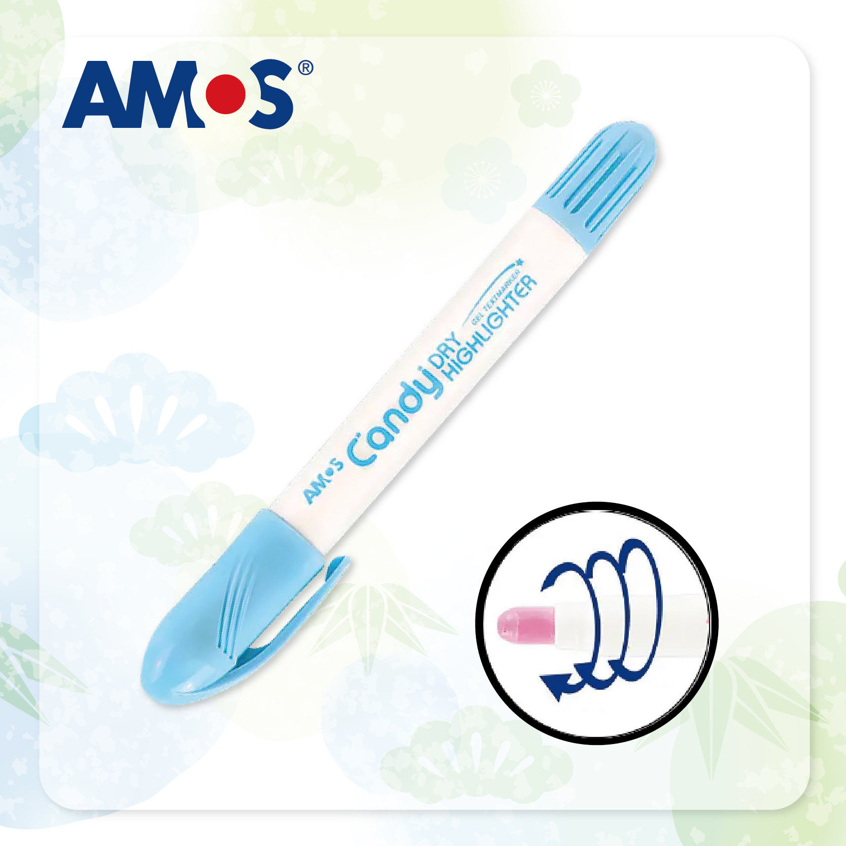 AMOS 糖果色彩乾性系列螢光筆 (水藍色)