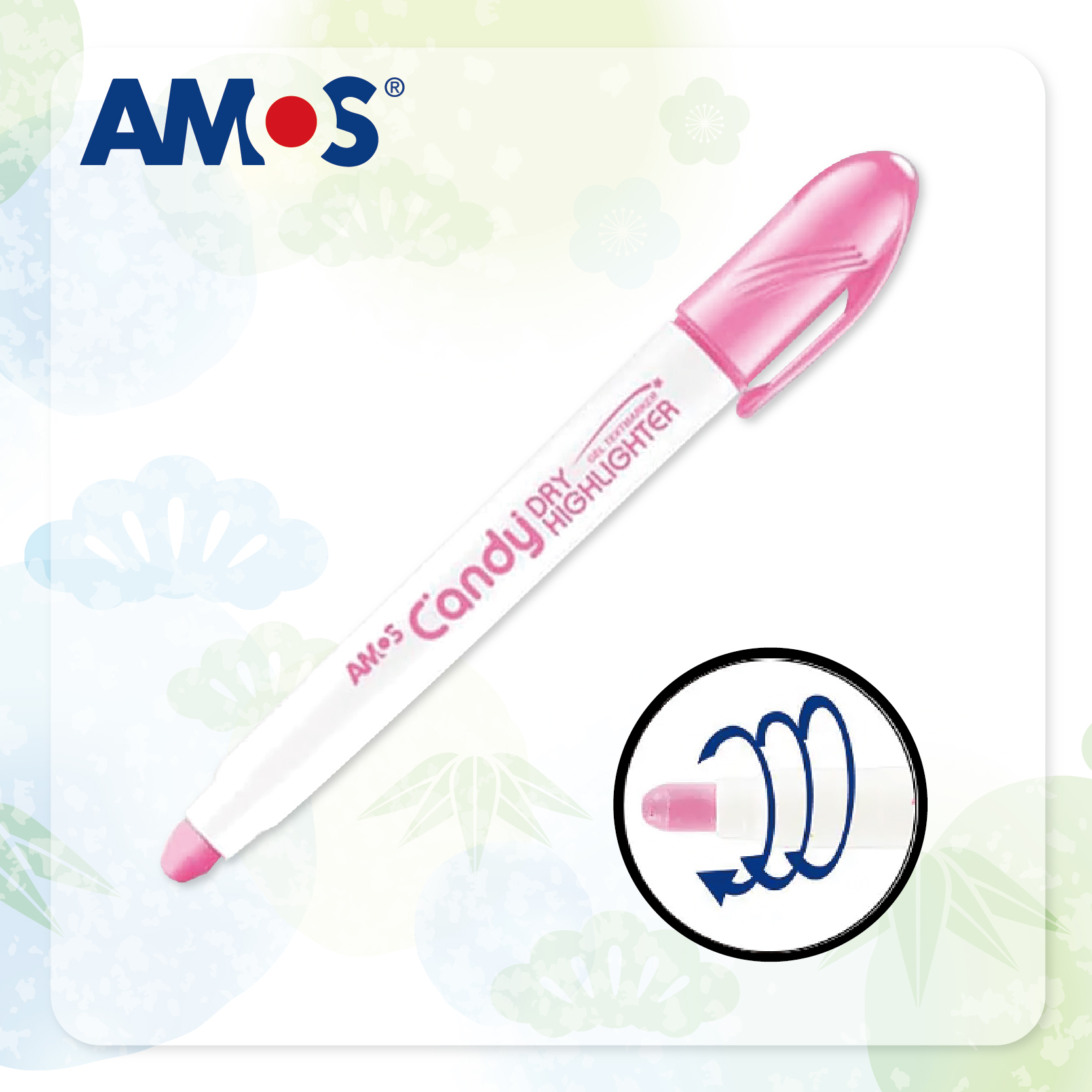AMOS 糖果色彩乾性系列螢光筆 (乳粉紅色)