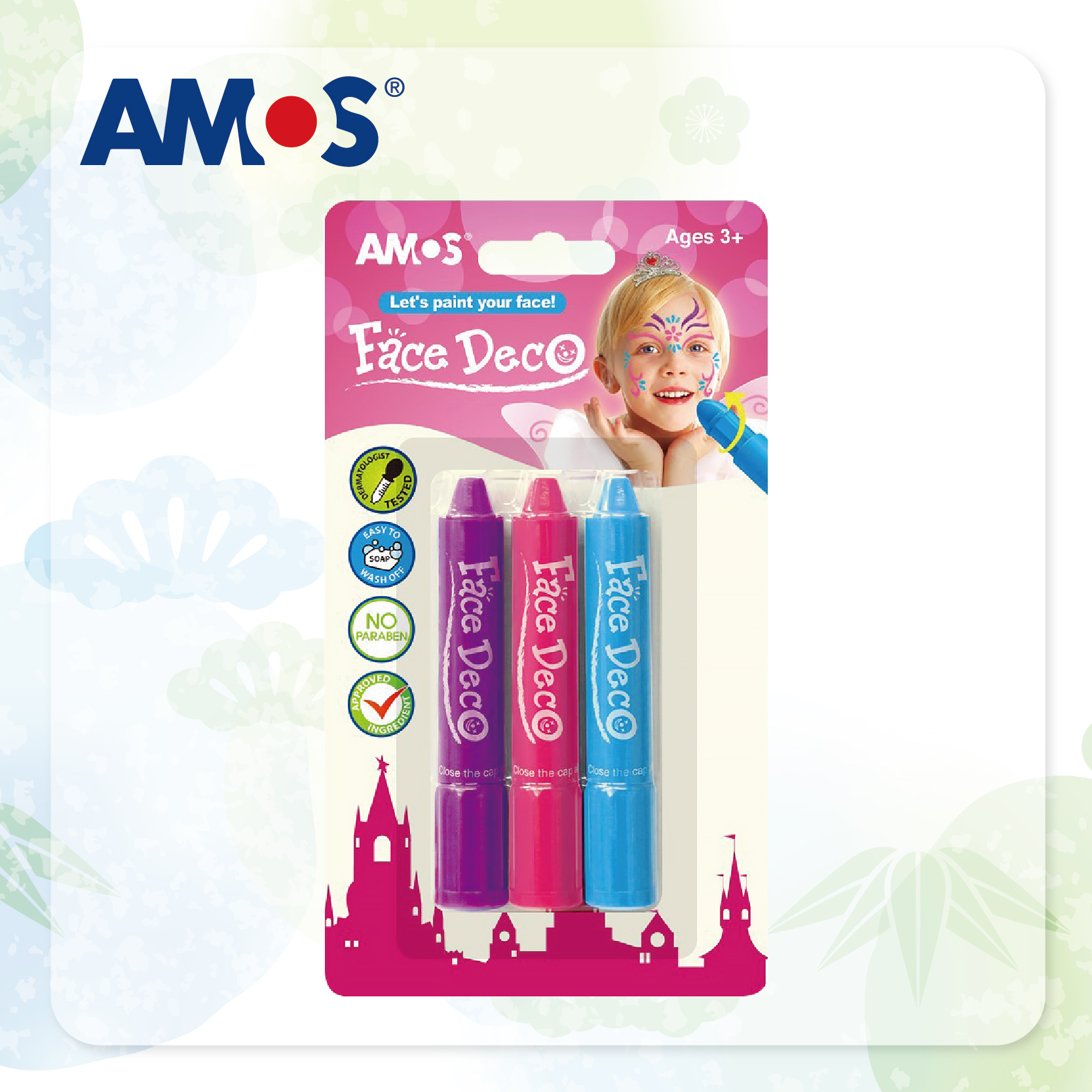 AMOS 繽紛粉色面彩 (3色掛咭裝)