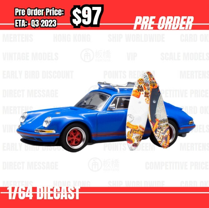PO-$97 * Pop Race * 1:64 SINGER 964 BLUE WITH WAKEBOARD [14/07]