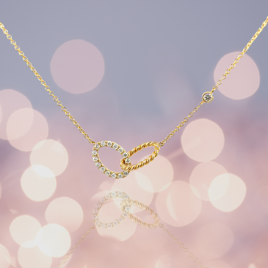 18K金鑽石麻花紋雙圈環手鏈