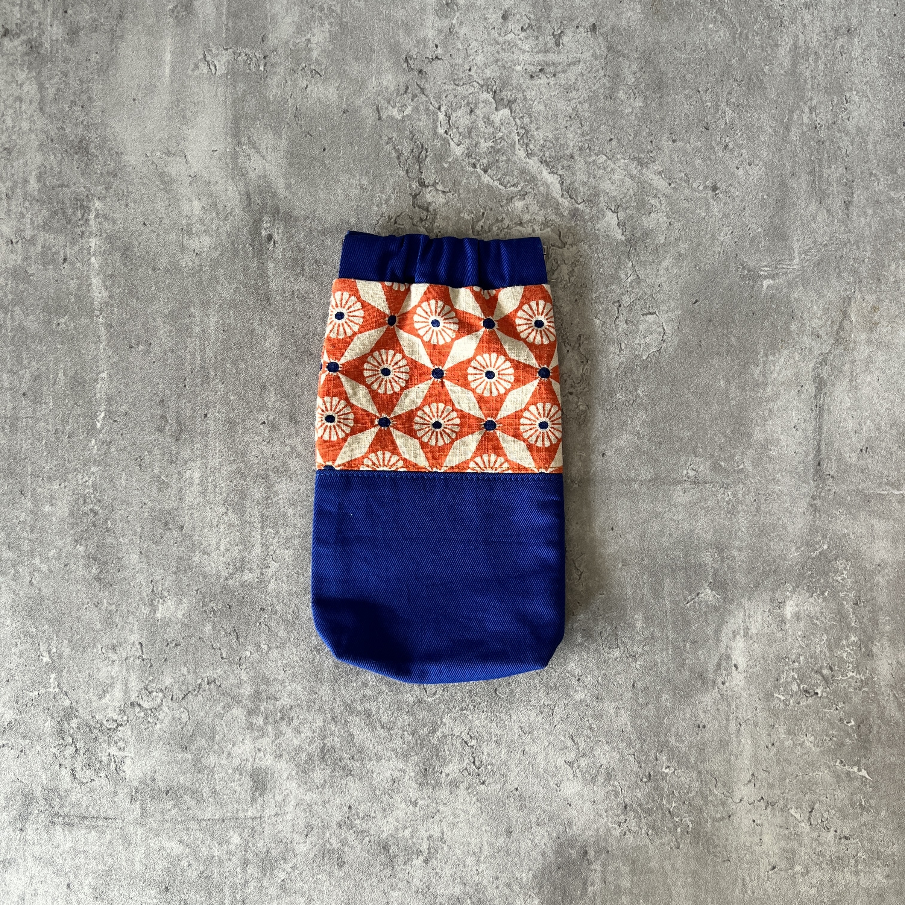 彈口快取筆袋（藍色橙花）ver.2