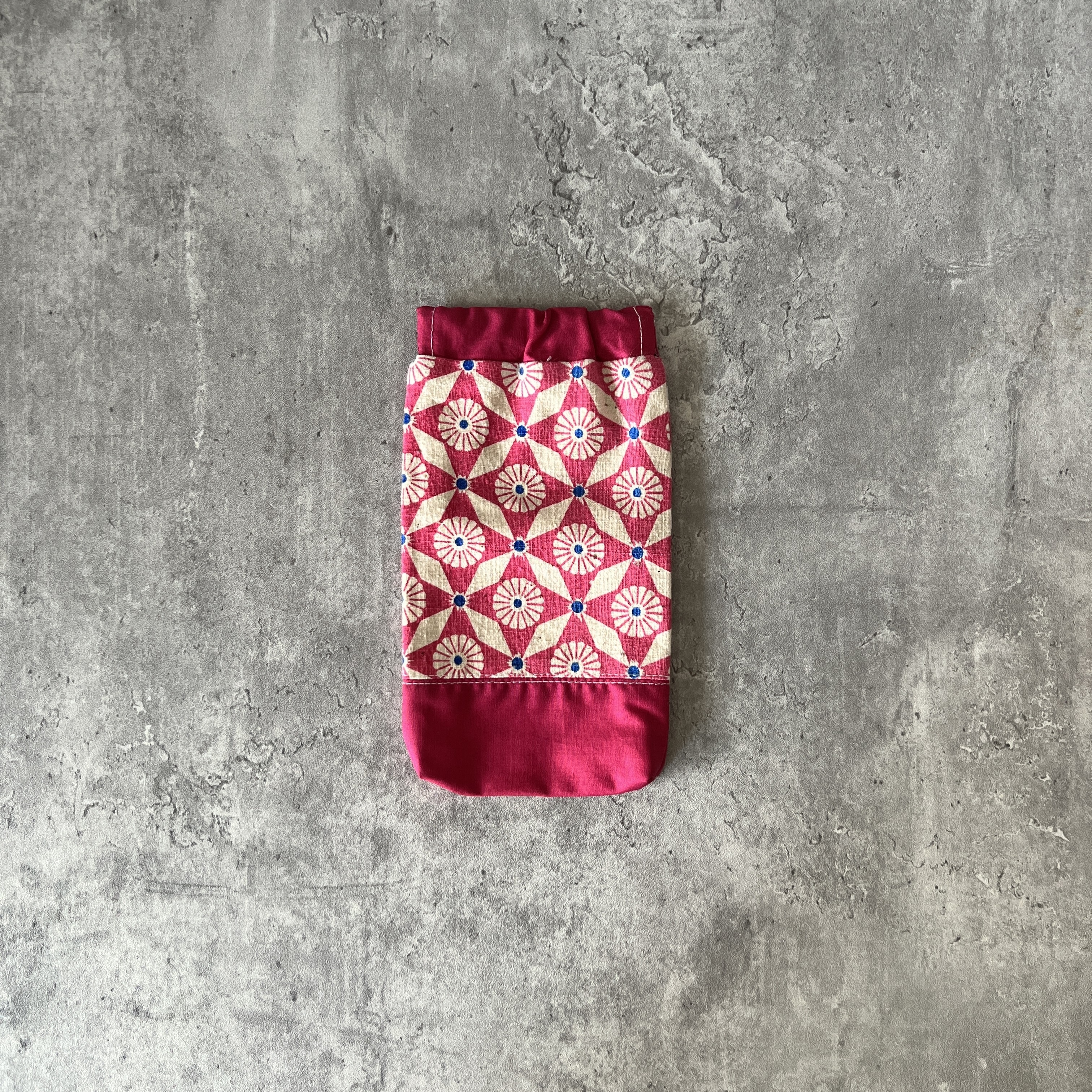 彈口快取筆袋（粉紅色粉花）