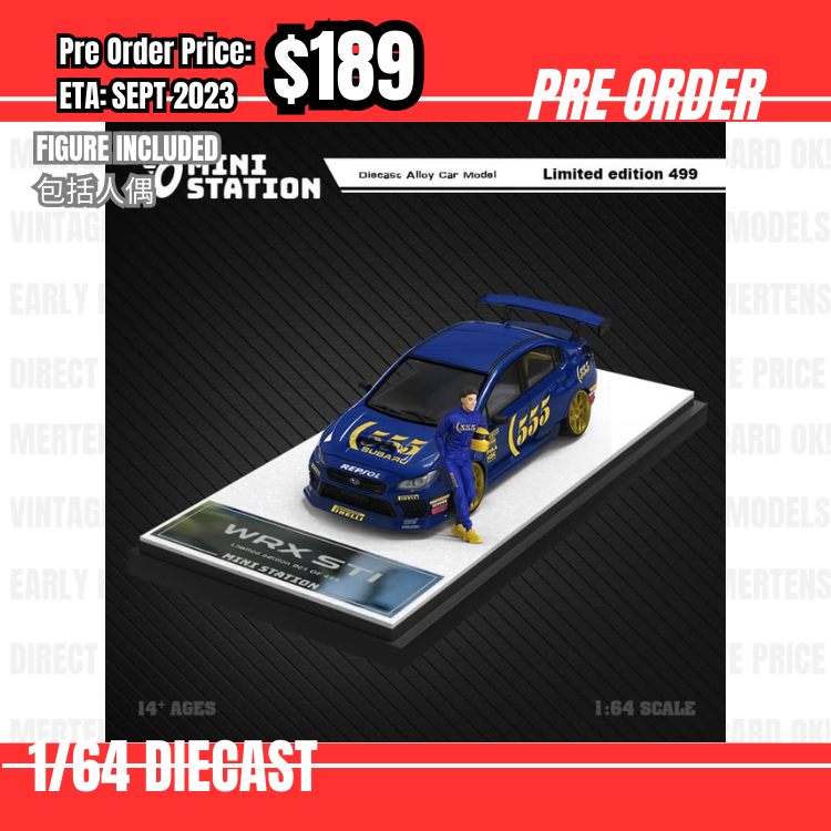 PO-$189 * Time Micro * 1:64 Subaru Impreza WRX STI Blue #555 w/figure [14/07]