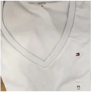 [S] TOMMY HILFIGER V-NECK T-SHIRT FLAG EMBROIDERY ON CHEST,SKY BLUE, 76J3766-450 (STH314)