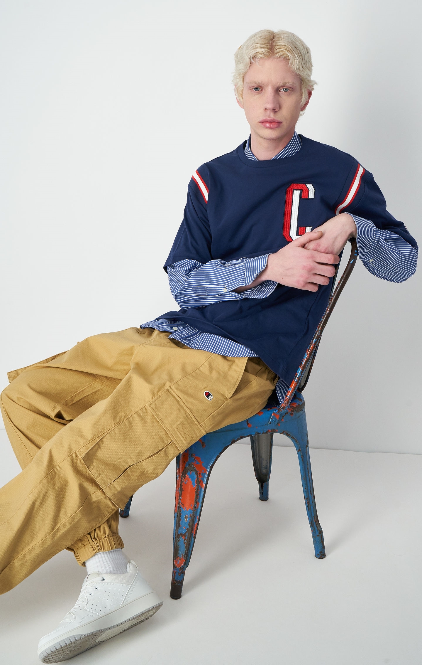 男款-ROCHESTER 美式休閒刺繡短袖TEE-藍色（218515-BS561）