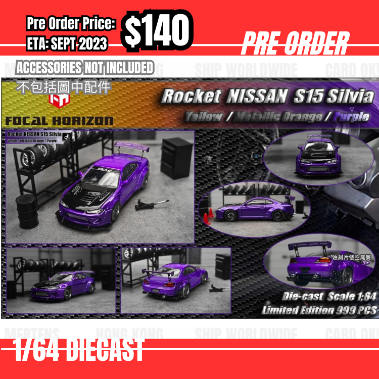 PO-$140 * FH Model * 1:64 Nissan Silvia S15 Pandem Blue w/ Black Hood [14/07]