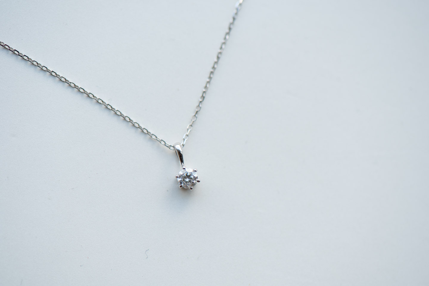 18K Six Prong 0.10ct Single Diamond Necklace