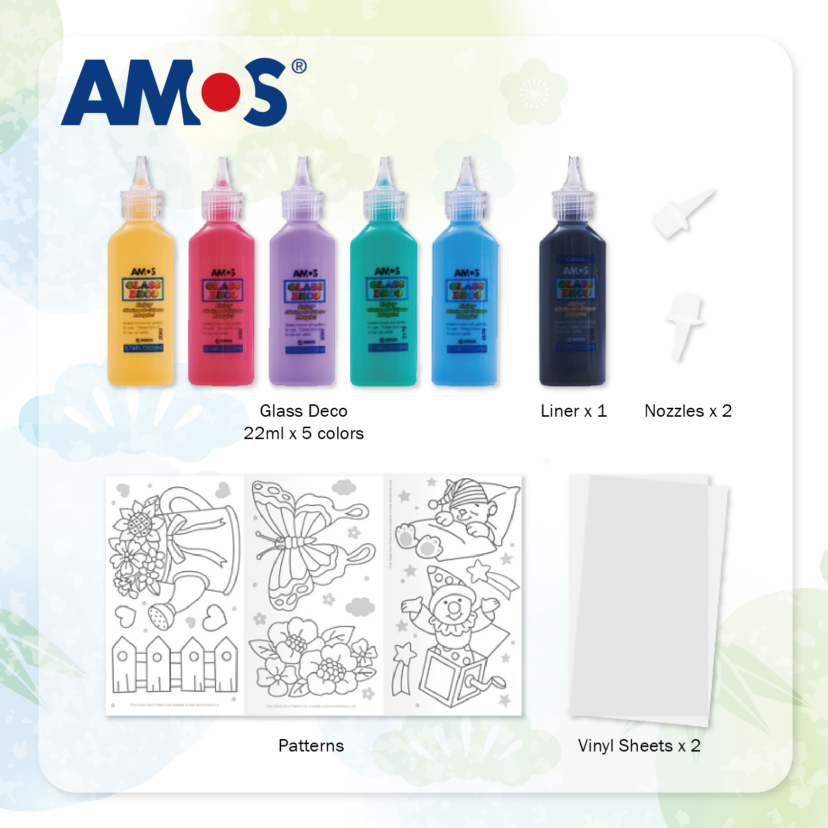 AMOS 6色 22ml 繽紛玻璃彩繪 (盒裝)