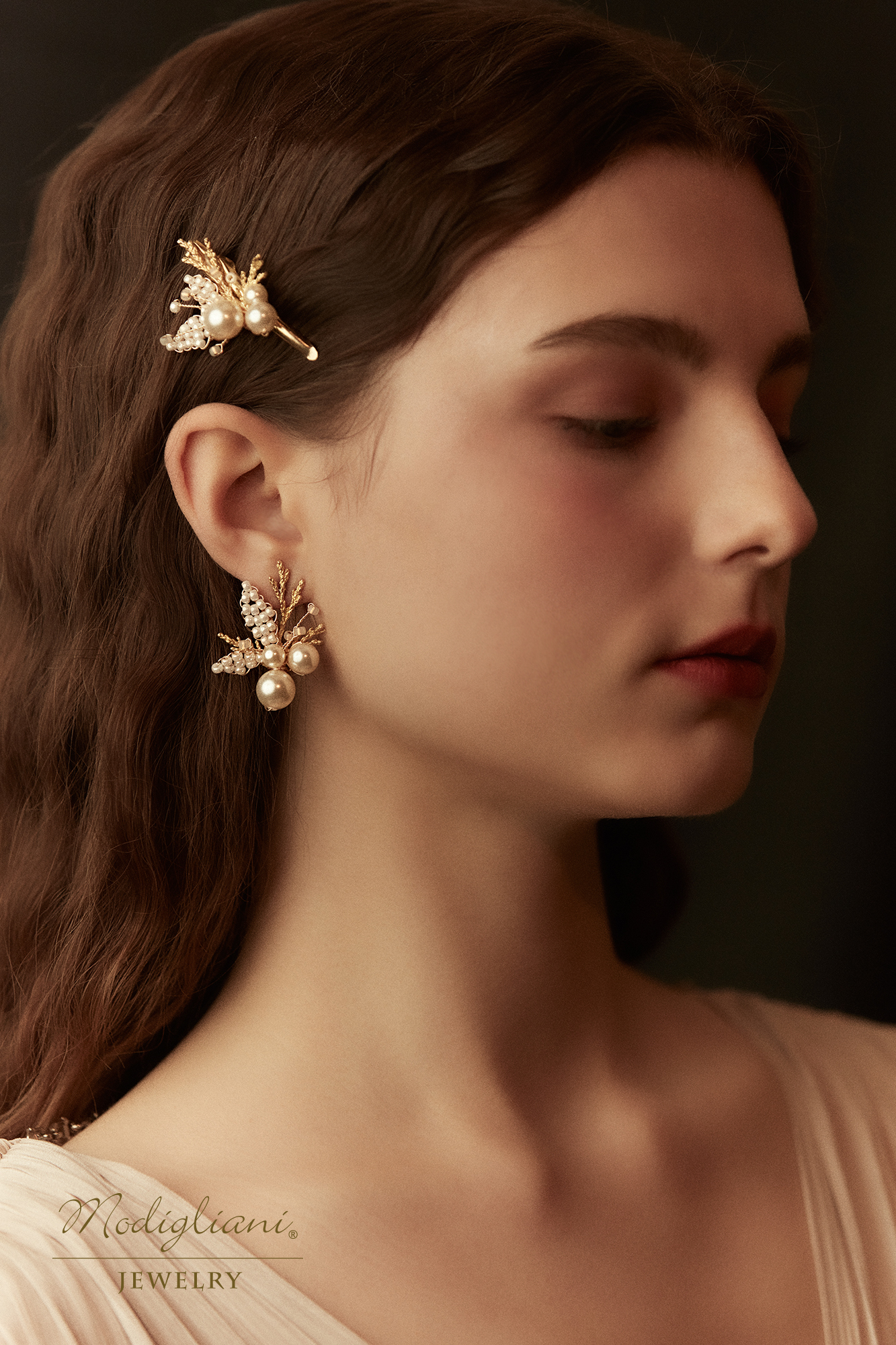 黃銅飾品,黃銅,花草,仙女,耳環,耳環,施華洛世奇水晶珍珠,珍珠,氣質