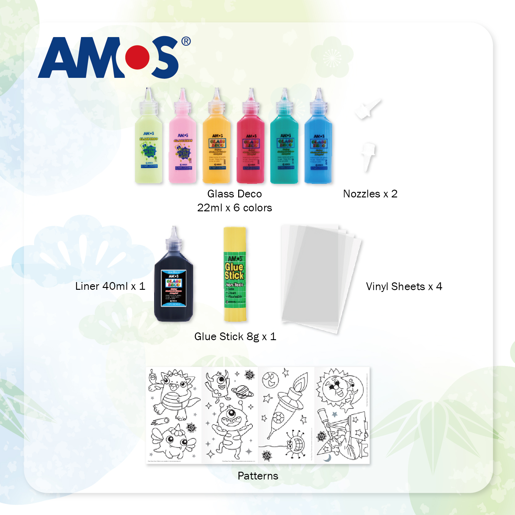 AMOS 7色 22ml 繽紛玻璃彩繪 (盒裝)