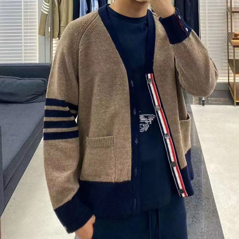 Thom Browne 棕色羊毛v領針織開衫 MKC485A  Y1026  215 -T