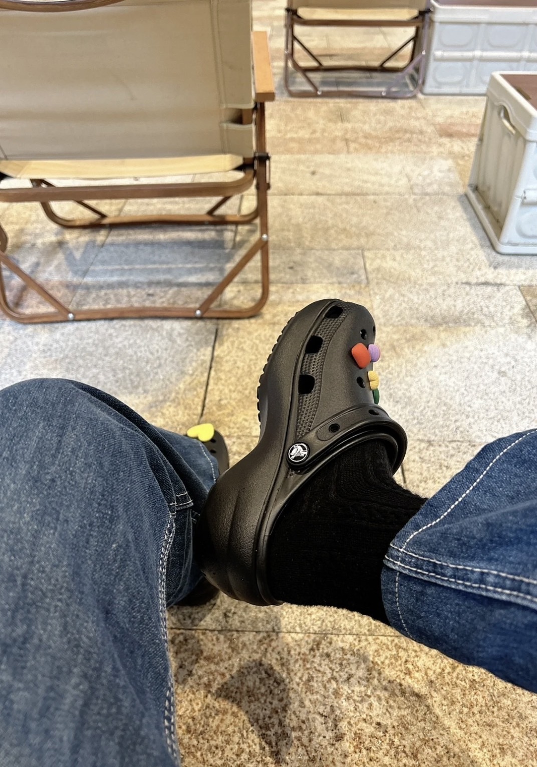#現貨 Crocs 雲朵款 厚底洞洞鞋 黑色