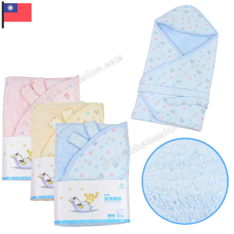 舒適牌: 台灣製 - 嬰兒動物抓毛底抱毯 (綁帶) 20302