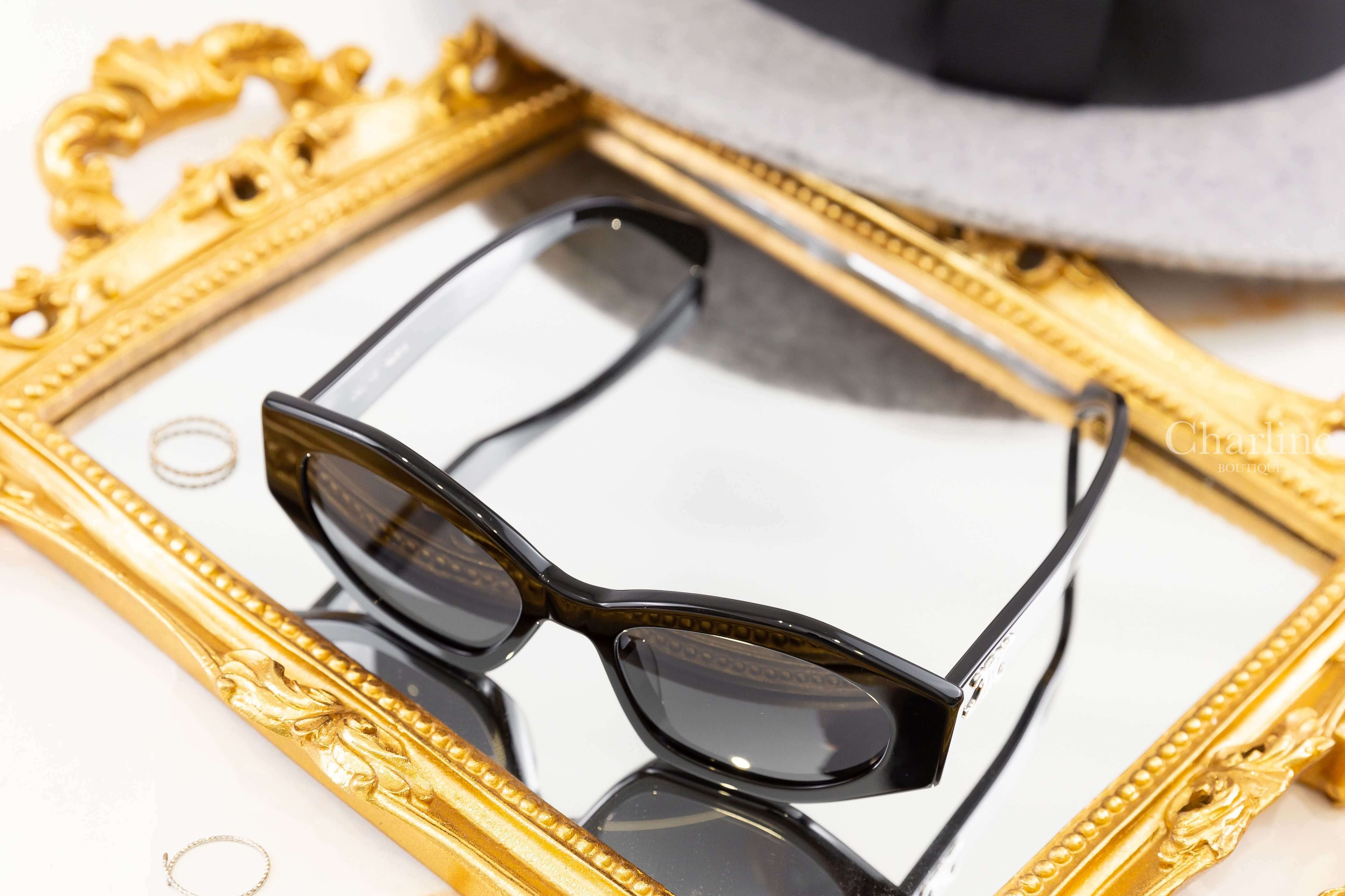 Celine Triomphe 08 Sunglasses In Acetate 黑色六角形狀側邊銀色凱旋門太陽眼鏡-Charline Boutique 精品代購