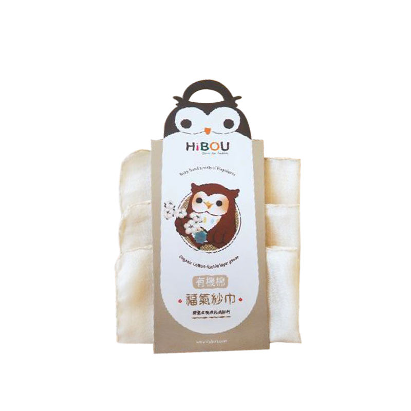 Hibou 喜福 福氣有機棉紗布巾三入組