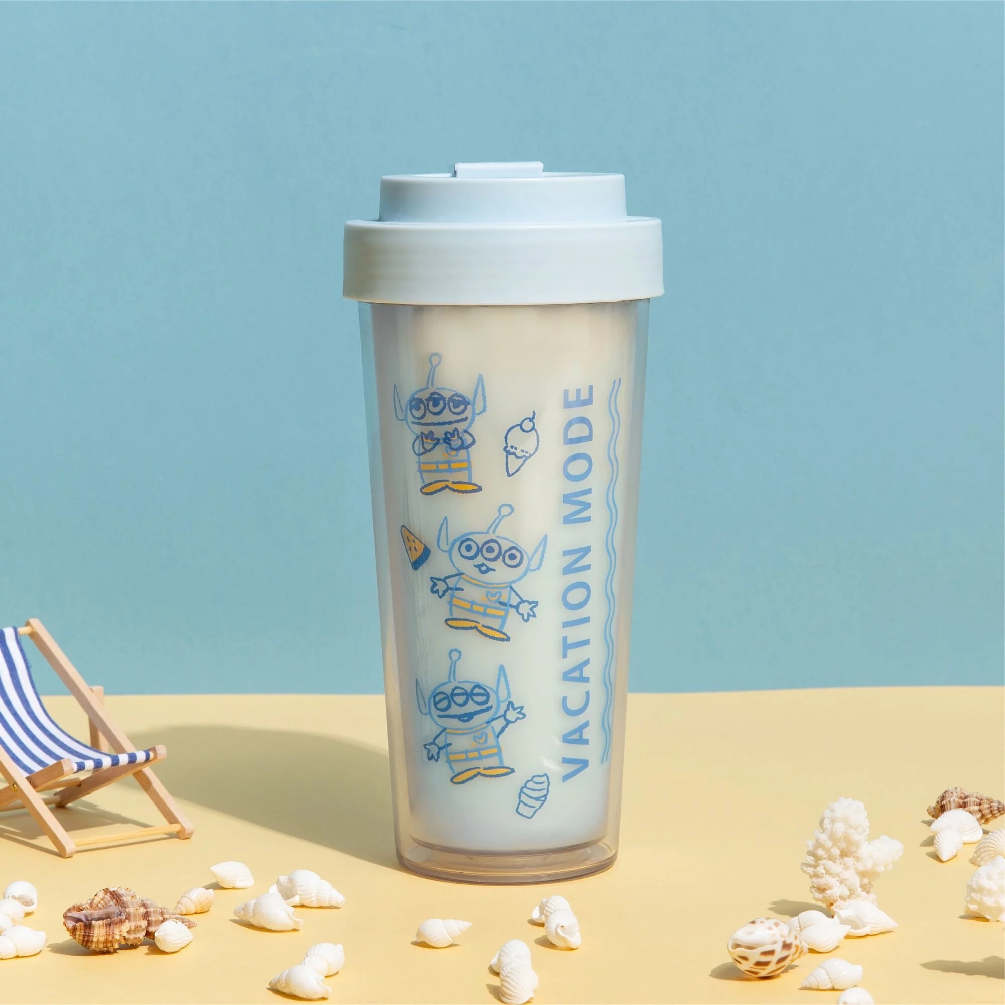 ECOZEN透明雙層隨行杯 - 三眼仔+史迪仔夏日款