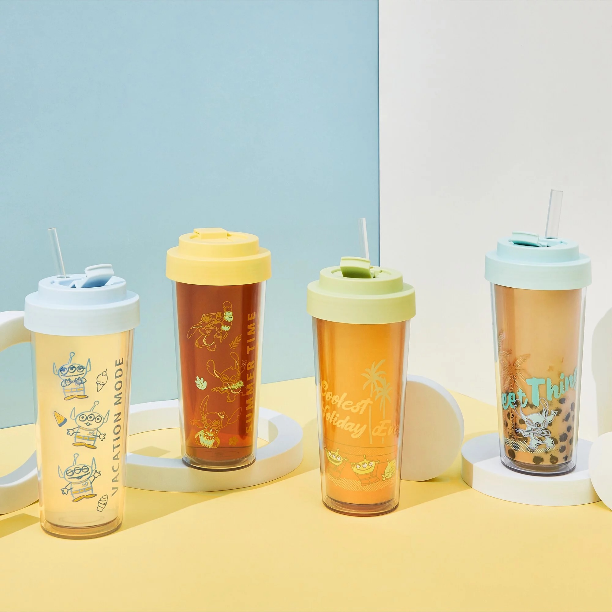 ECOZEN透明雙層隨行杯 - 三眼仔+史迪仔夏日款