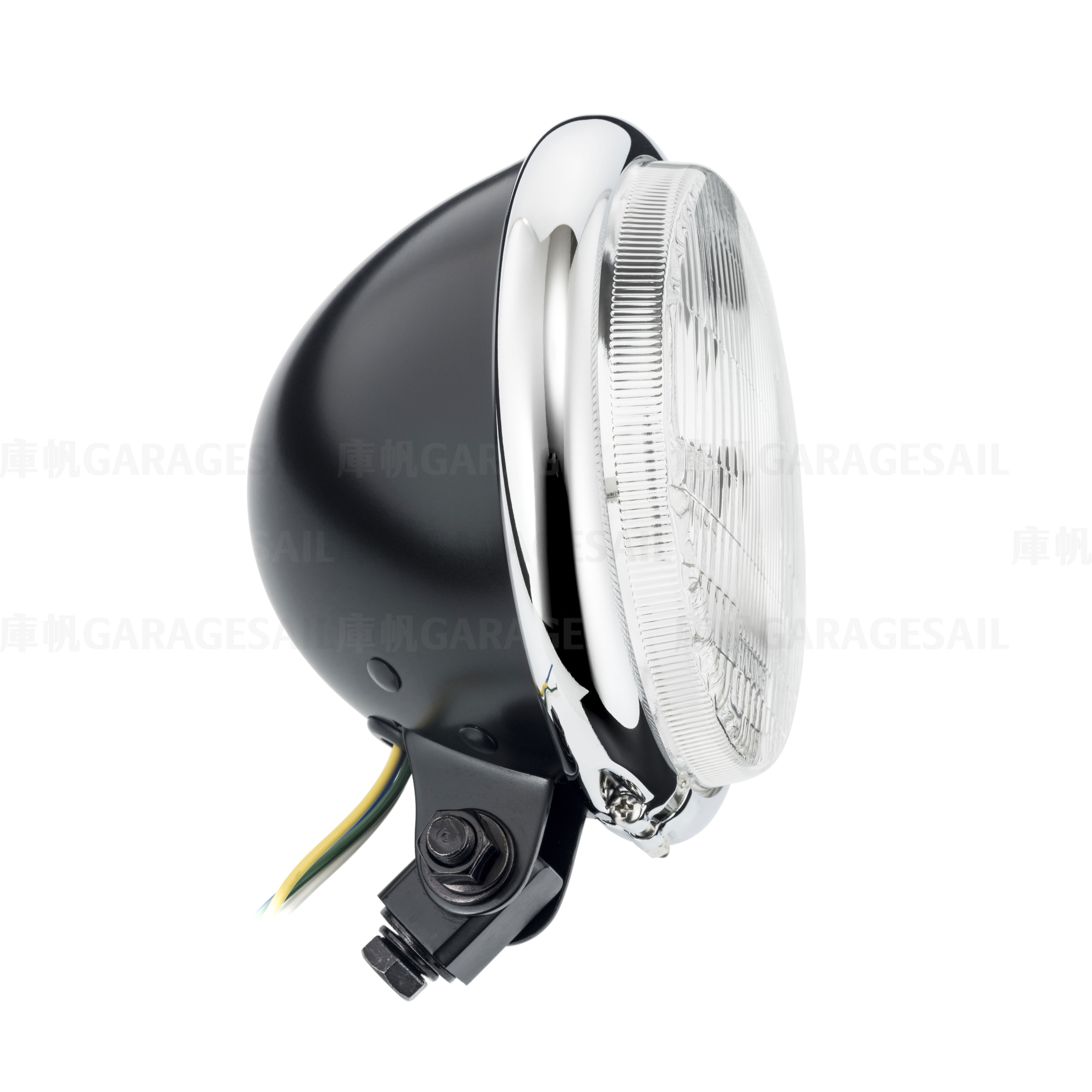 5.75吋圓 下鎖式 大燈 凸殼(美規) 消光黑銀框