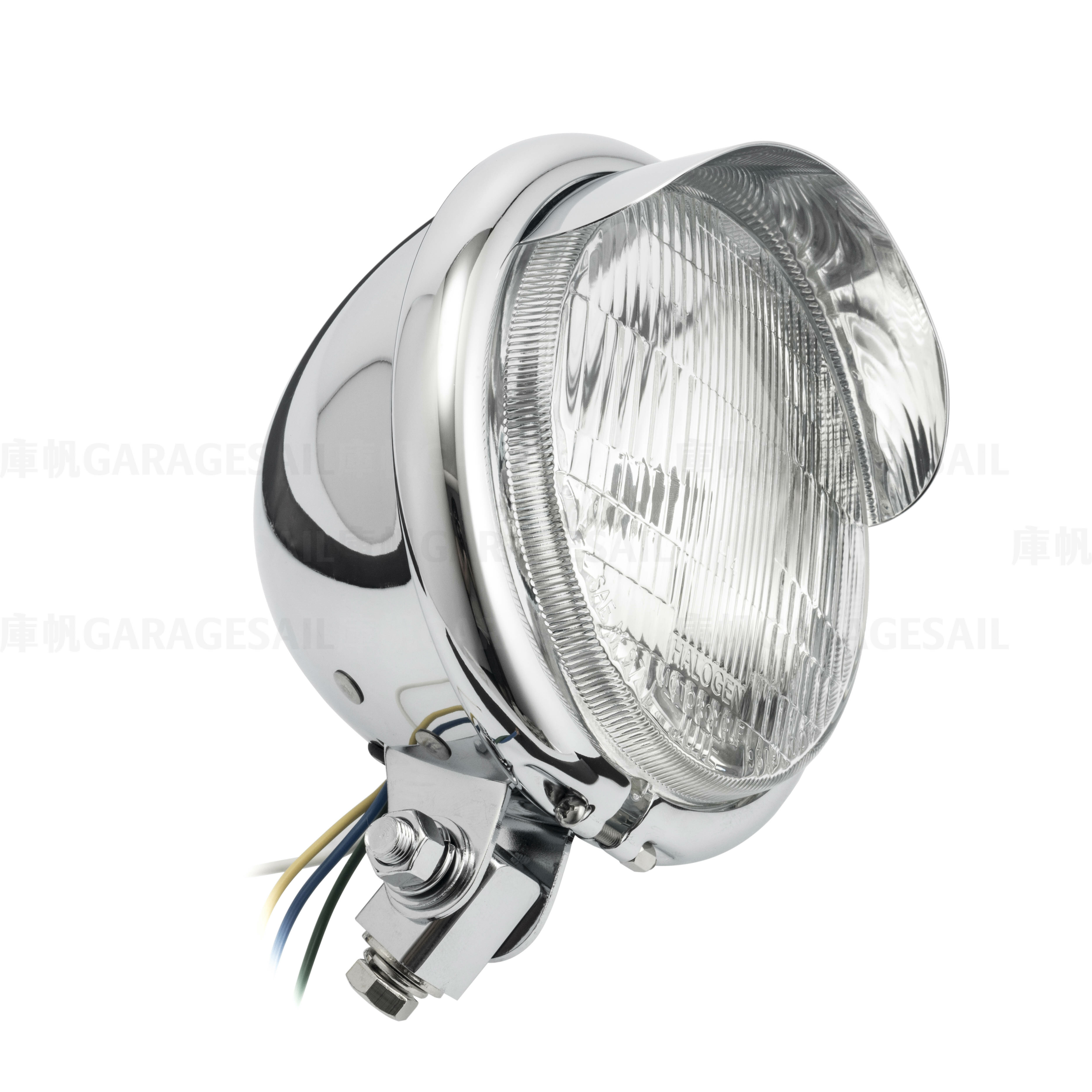 5.75吋圓 下鎖式 燈簷大燈 凸殼(美規) 電鍍銀