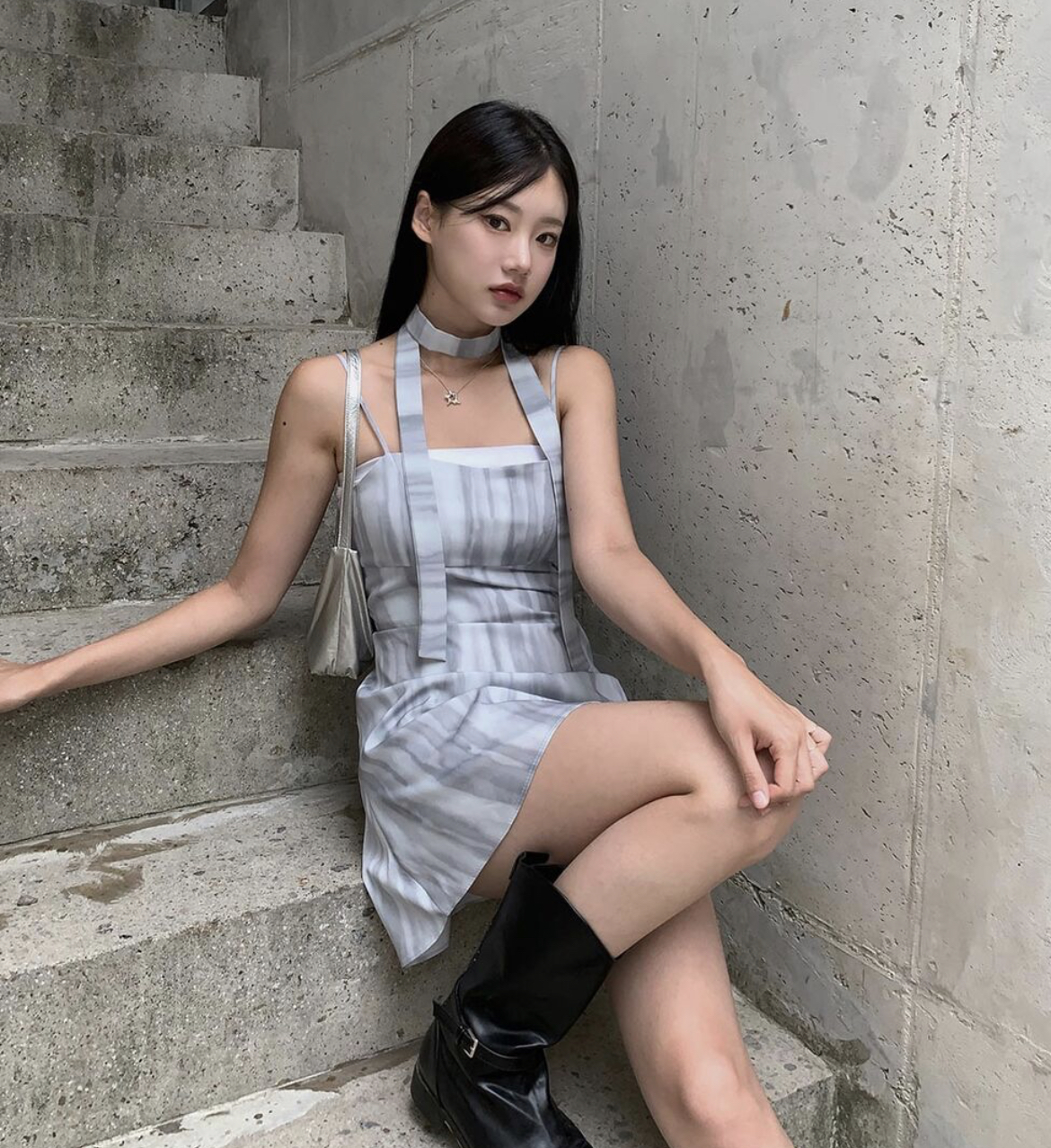 (現貨) KR DYE TIED SCARF ONE PIECE NAVY