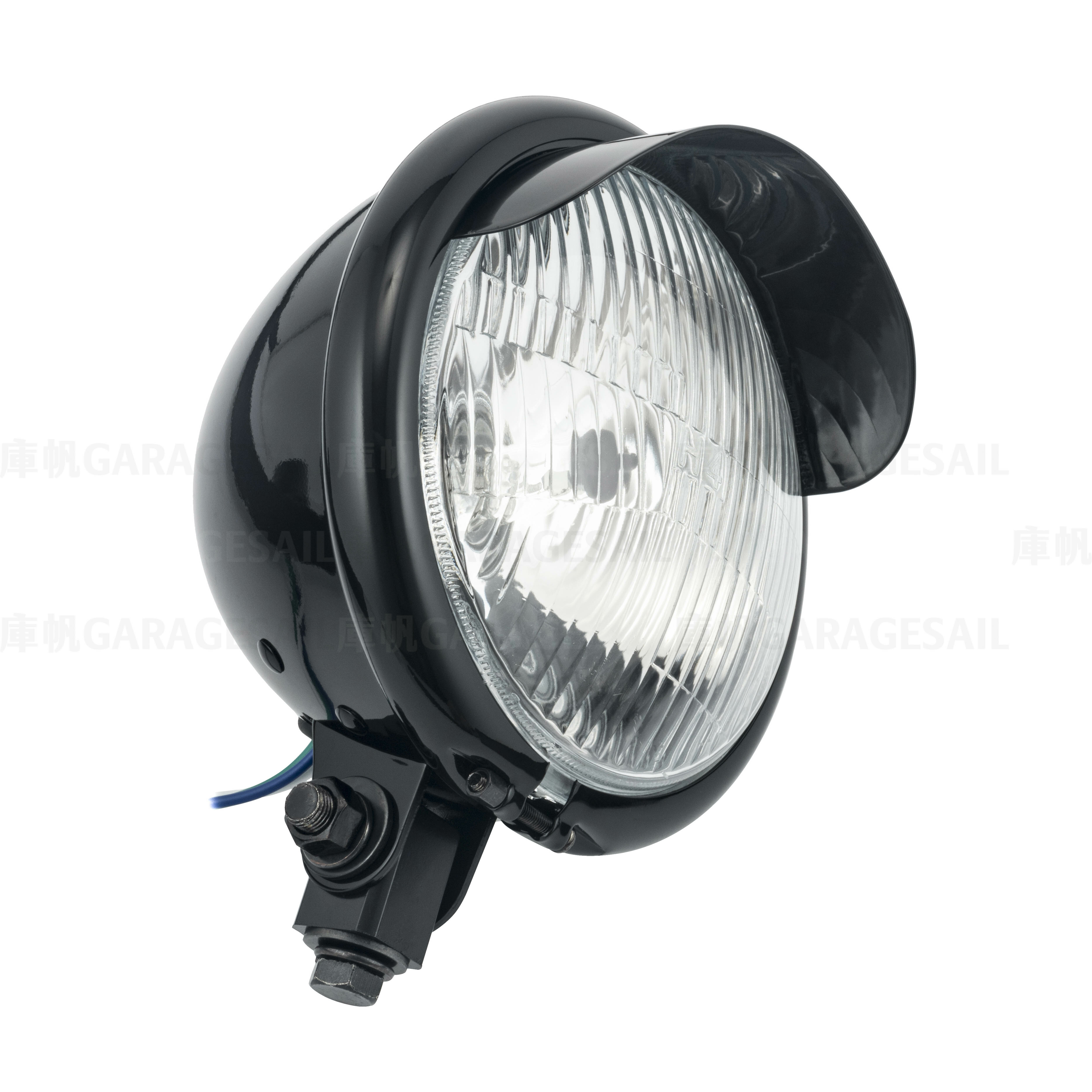 5.75吋圓 下鎖式 燈簷大燈 亮黑