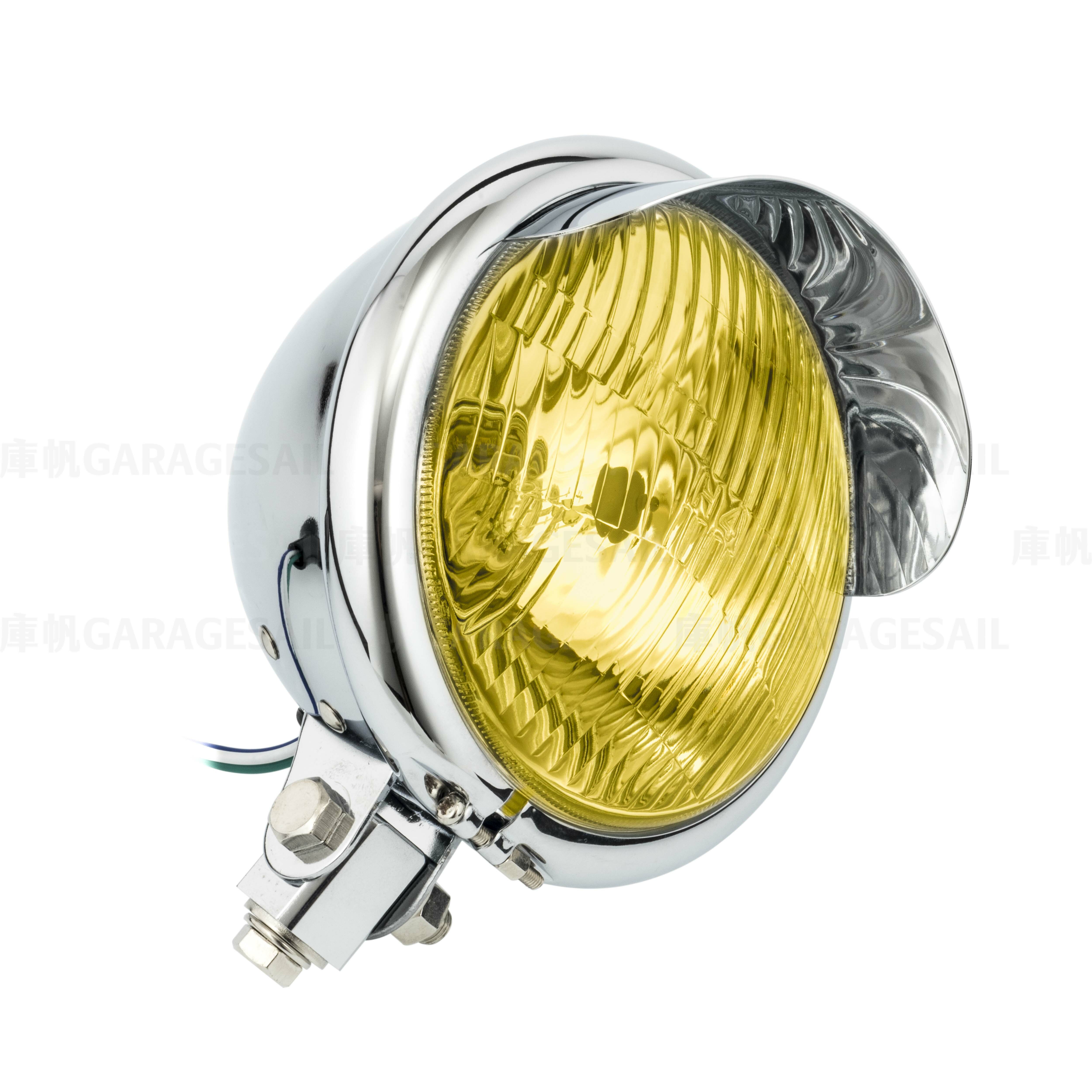 5.75吋圓 下鎖式 燈簷大燈 - 電鍍銀