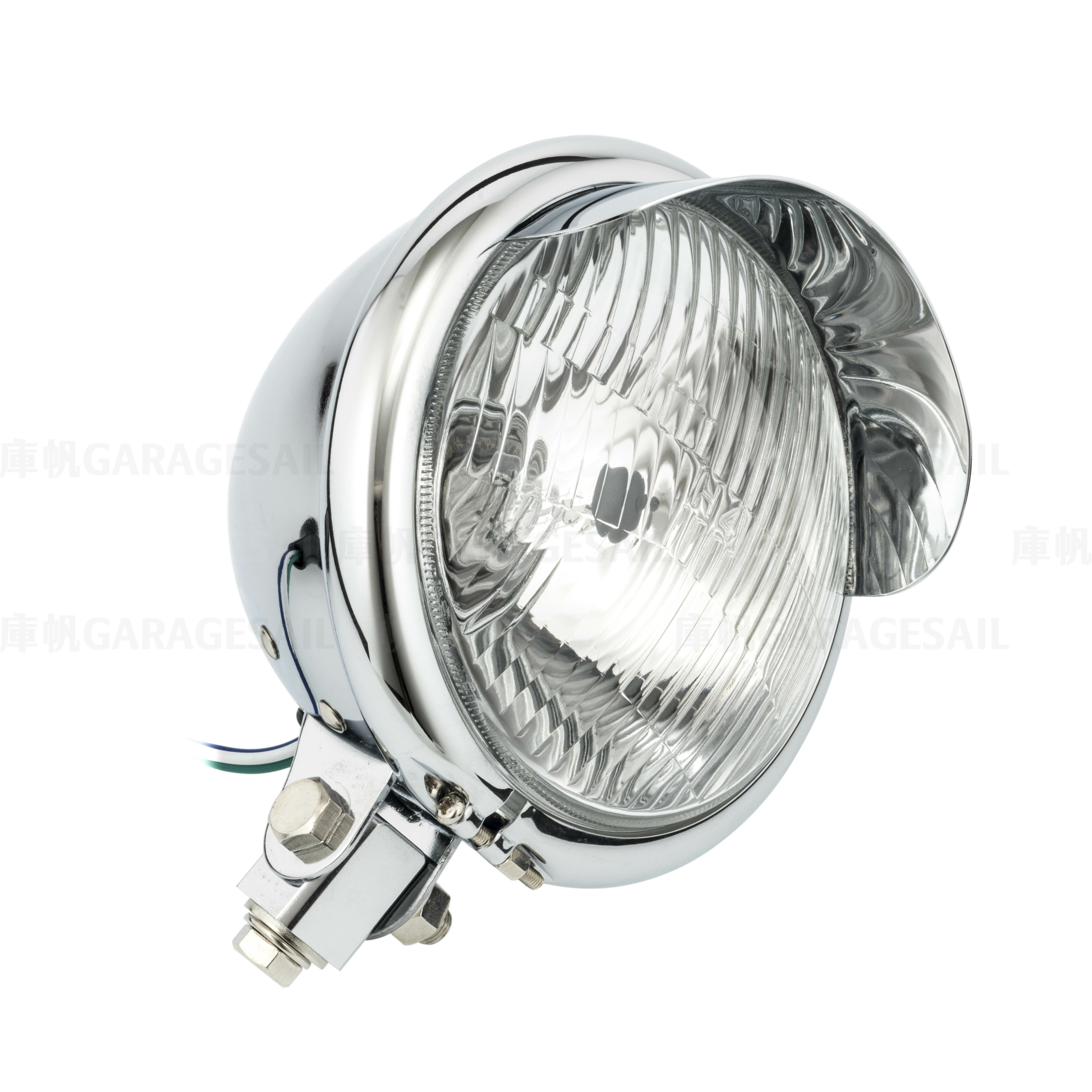 5.75吋圓 下鎖式 燈簷大燈 - 電鍍銀