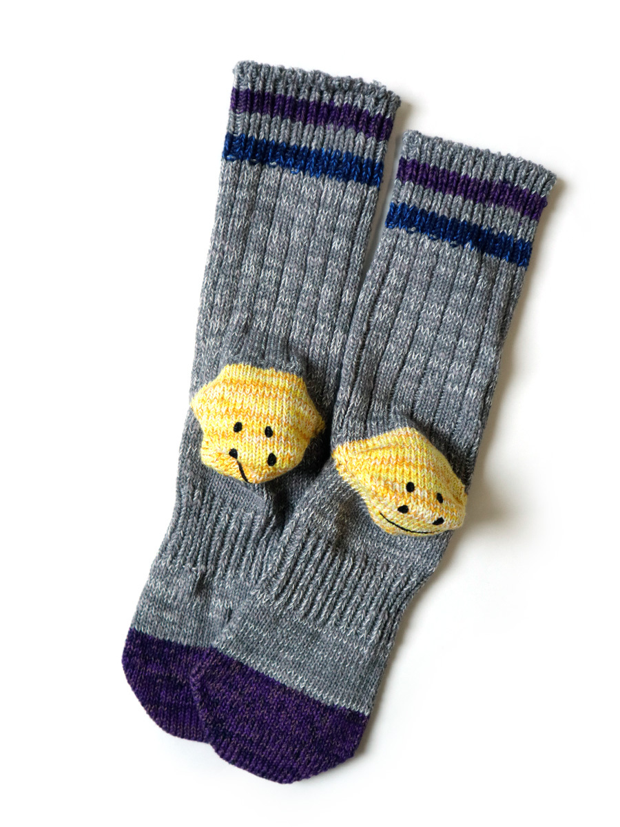 KAPITAL 60支 棉質 IVY RAINBOWY HAPPY HEEL 笑臉 長襪 襪子 現貨